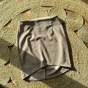 Taupe mini skirt with zipper back